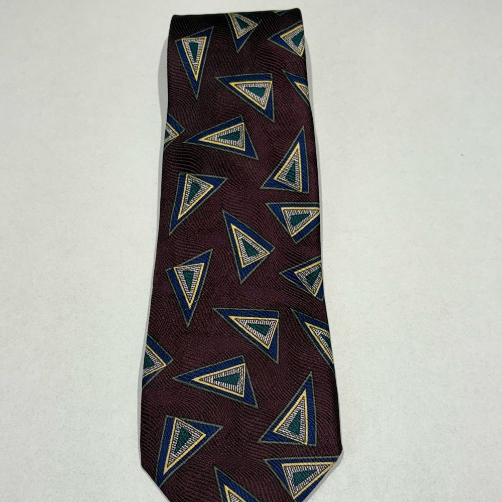 Robert Talbott Maroon and Teal Triangle Pattern Tie